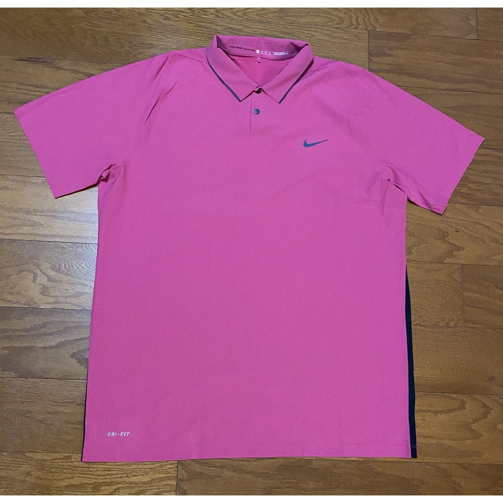Nike Tiger Woods Collection Shirt Mens XL Pink Polo Golf Excellent Condition